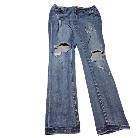 Torrid Boyfriend Jeans Womens Size 12 Mid Rise Medium Wash Ripped Denim Pants - Picture 2 of 8